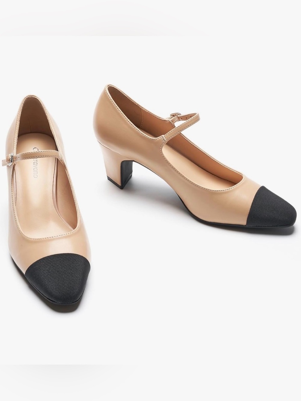 C.Paravano Women's Pumps 37.5 | Chunky Heels| Closed Toe Dress Shoes NWT